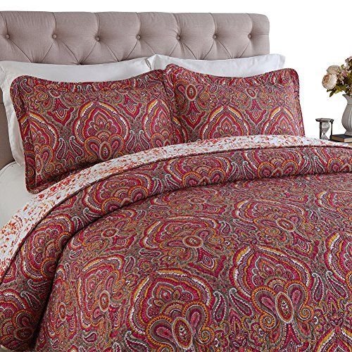 NEWLAKE Cotton Bedspread Quilt SetsReversible Patchwork Coverlet Set