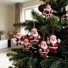 12-Piece Cartoon Santa Claus Christmas Tree Ornaments, Acrylic Hanging Decorations