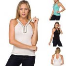 Bead Embellished Detail Sexy Sleeveless Double V-neck Work Party Club Tank Top