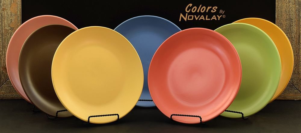 DINNERWARE 7 Ceramic dinner plates mixed color matte KITCHEN PLATES