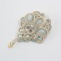 Soutache brooch, Blue and gold brooch, Embroidered brooch, Crystal brooch, Soutache jewelry