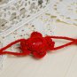 Soutache bracelet, Red blacelet with coral beads, Embroidered bracelet, Beaded bracelet