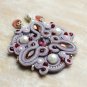 Soutache brooch, Violet and burgundy brooch, Embroidered brooch, Beaded brooch, Soutache jewelry