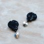 Soutache dangle earrings, Black and silver earrings, Embroidered earrings, Beaded earrings