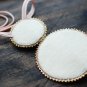 Soutache pendant, Beige and gold pendant, Embroidered pendant, Beaded pendant, Crystal pendant