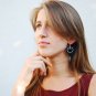Soutache dangle earrings, Black and silver earrings, Embroidered earrings, Beaded earrings