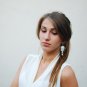 Soutache dangle earrings, White and silver earrings, Embroidered earrings, Beaded earrings