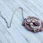 Soutache pendant, Red, burgundy and white pendant, Beaded pendant, Soutache jewelry