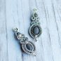 Soutache dangle earrings, Silver earrings with crystal, Embroidered earrings, Beaded earrings