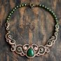 Soutache statement necklace, Green and beige necklace, Soutache jewelry, Embroidered necklace
