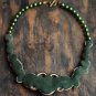 Soutache statement necklace, Green and beige necklace, Soutache jewelry, Embroidered necklace