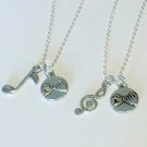 Set of 2 Pinky Promise Pinky Swear, Best Friends, Music Note Necklaces, Gift, Free Shipping!
