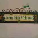 Warm Irish Welcome Wood & Metal Sign with Cloverleafs with Ribbons New Rare HTF
