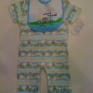 Gone Fishing Angel One Piece with Bib NWT Sz 0-3 mos.Teddy Bear w/ Fishing Pole