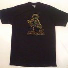 Jimi Hendrix with Guitar Camouflage Felt Print Black T Shirt Rare Vintage Nice!
