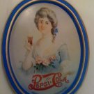 Vintage Pepsi Cola Oval Tin Metal Tray Refreshes Invigorates Woman Drinking Soda