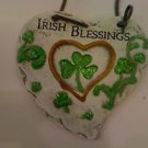 Irish Blessings Ceramic Stone Heart Shaped Wall Sculpture St.Patrick's Day New