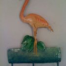 Pink Flamingo Metal Wall-Mount Coat Towel Rack Rare Hard-To-Find Hand Painted