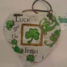 Luck of The Irish Ceramic Stone Heart Shaped Wall Sculpture St.Patrick's Day New