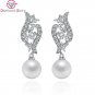 Pearl Drop Bridal Crystal Wedding Earrings