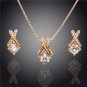 Fashion Jewelry Rhinestone Bridal Crystal Earrings Necklace Set 18K Gold Plated