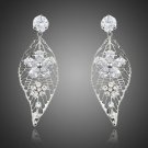 Crystal Chandelier Earrings Leaf Design Long Drop Cubic Zirconia Drop Earrings