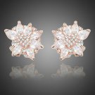 Rose Gold Bridal Stud Earrings Cubic Zirconia Wedding Vintage Flower Earrings