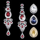Red Bridal Chandelier Earrings Drop Bridal Champagne Pageant Crystal Earrings