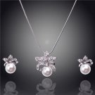 Flower Design Wedding Jewelry Sets Pearl 18k Gold Plated Austrian Crystal
