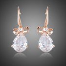 Rose Gold Plated Drop Earrings Cubic Zirconia Bridal Weddings Bowknot Earrings
