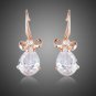 Rose Gold Plated Drop Earrings Cubic Zirconia Bridal Weddings Bowknot Earrings