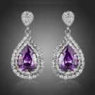 Purple Fashion Earrings Long Drop Austrian Crystal Chandelier Pear Drop Earrings