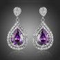 Purple Fashion Earrings Long Drop Austrian Crystal Chandelier Pear Drop Earrings