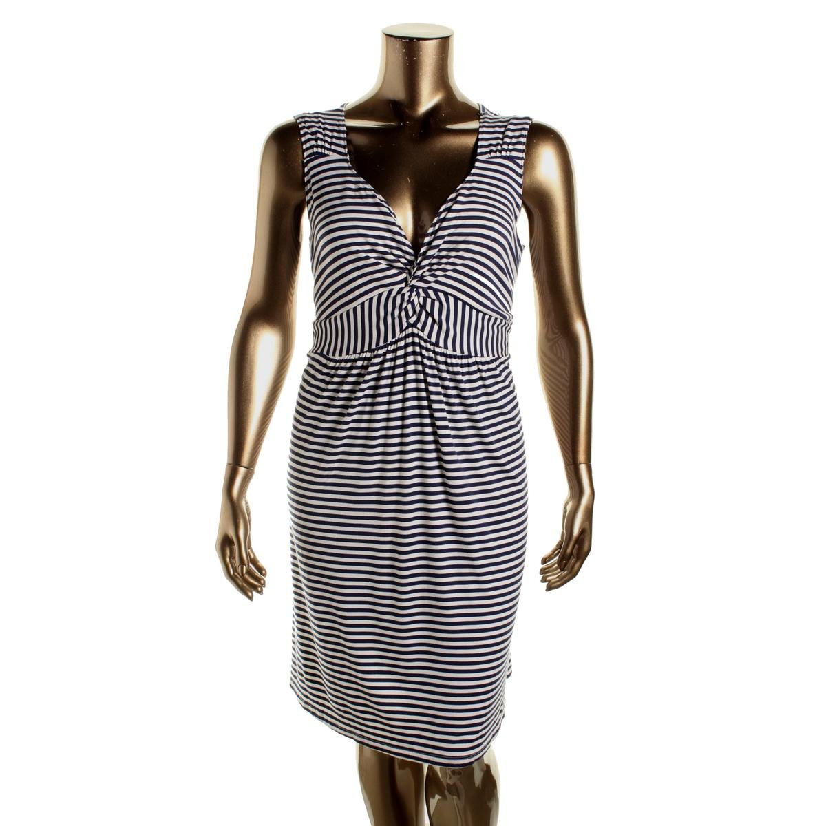 Style & Co. 1844 Womens White Jersey Striped Casual Dress Plus 3X BHFO