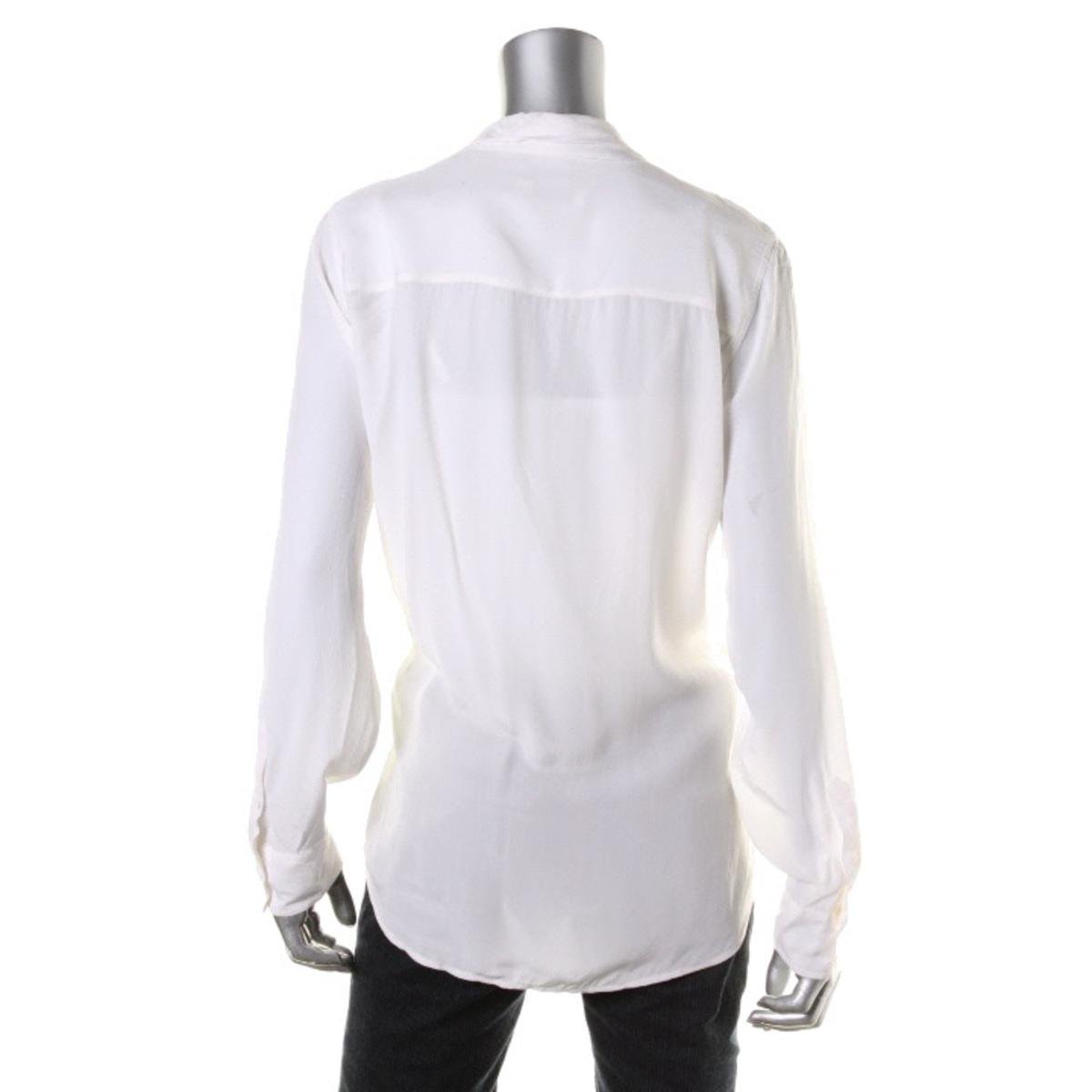 Equipment Femme 4906 Womens White Silk Long Sleeves Blouse Top M BHFO
