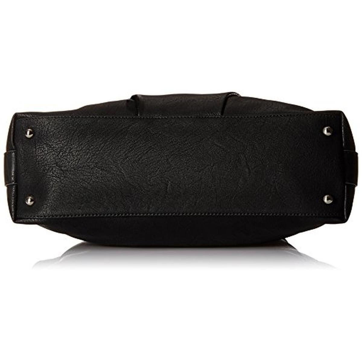 Nine West 5817 Womens Soft Focus Black Satchel Tote Handbag Purse Large