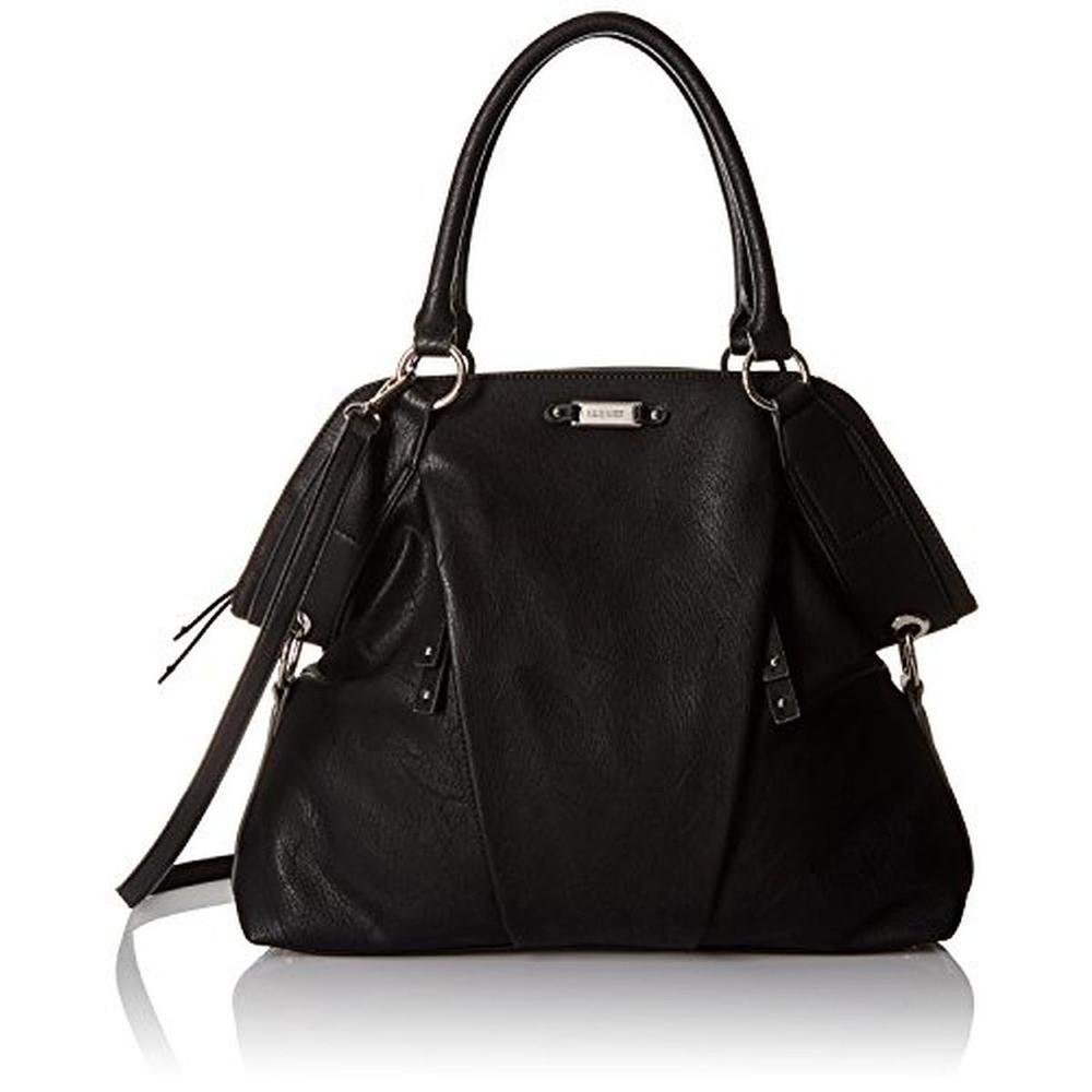 Nine West 5817 Womens Soft Focus Black Satchel Tote Handbag Purse Large ...