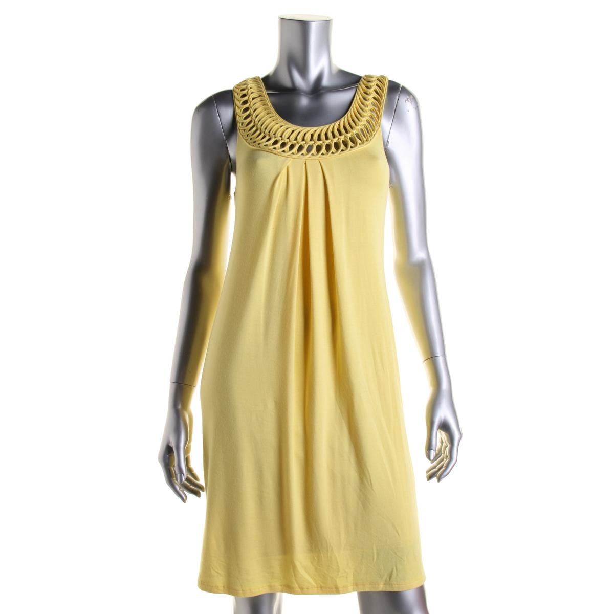 Lauren Ralph Lauren 8239 Womens Yellow Knit Pleated Lined Casual Dress ...