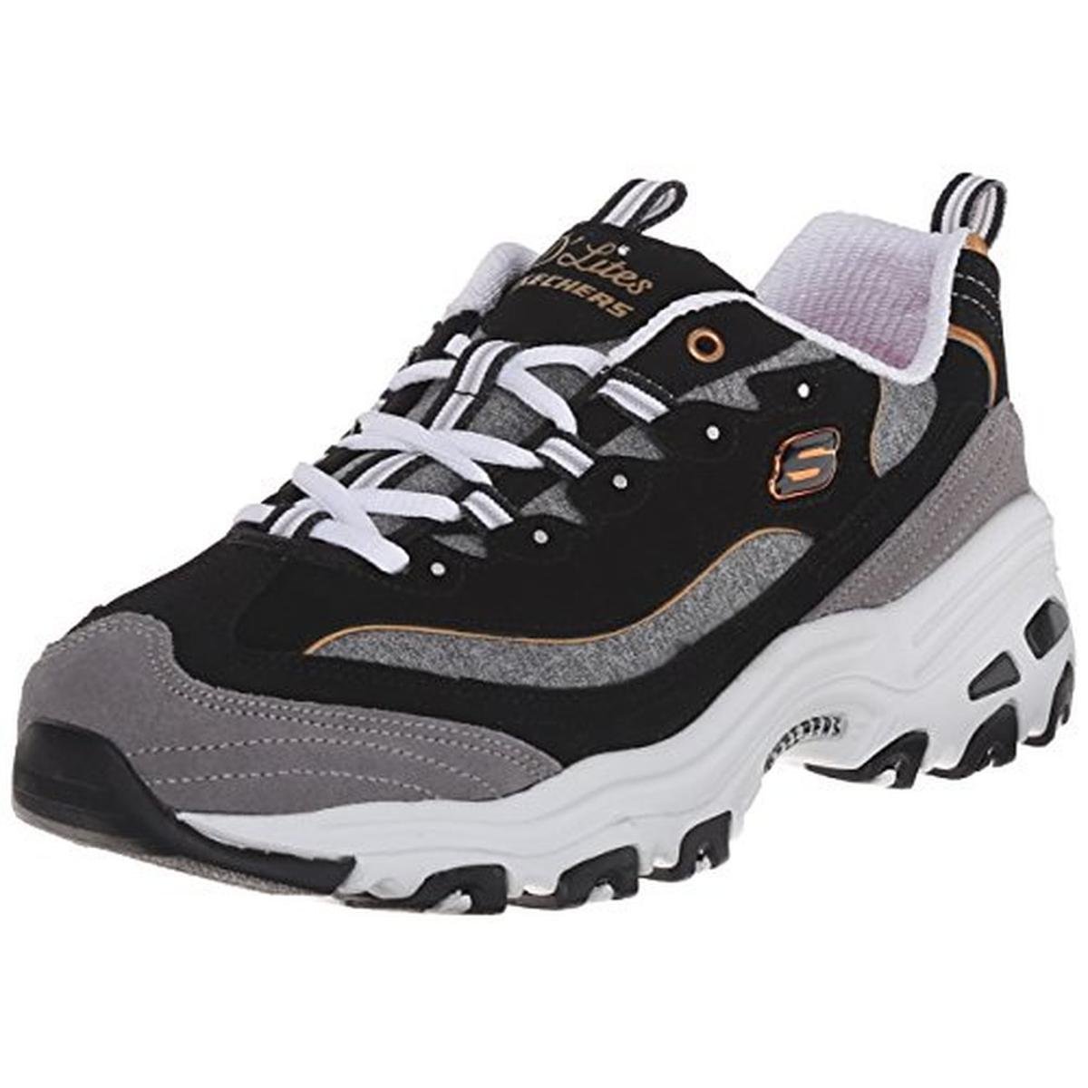 Skechers 8151 Womens B/W Leather Memory Foam Fashion Sneakers Shoes 8.5