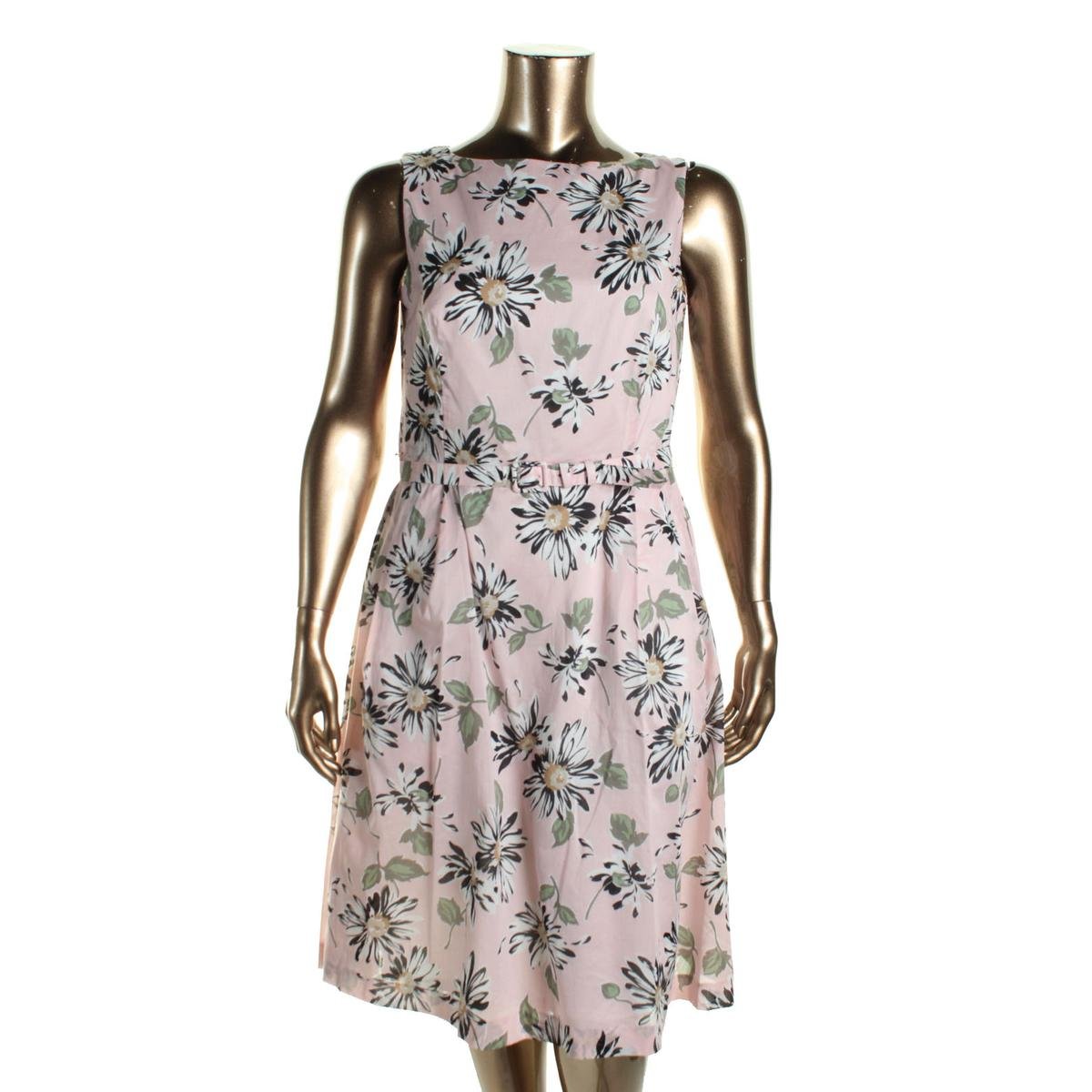 Anne Klein 5992 Womens Floral Print Sleeveless Knee-Length Casual Dress ...