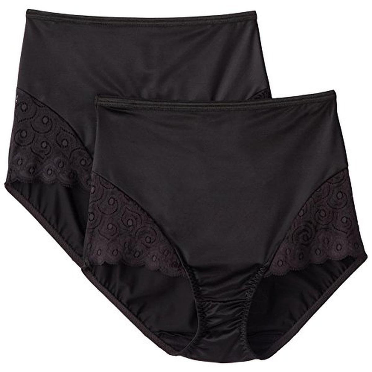 Bali 6124 Womens Black Lace Trim Firm Control 2PK Shaping Panty M BHFO