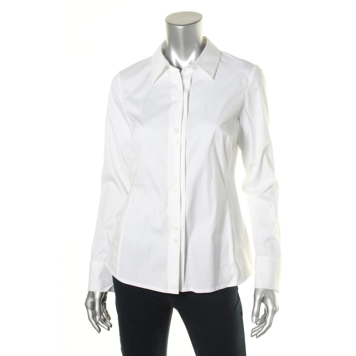 Lafayette 148 7935 Womens White Collared Button-Down Top Shirt 0 BHFO