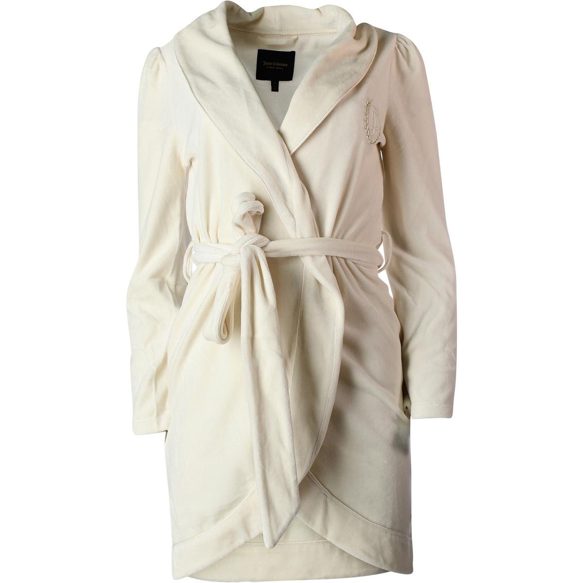 Juicy Couture Black Label 4634 Womens Velour Long Sleeve Short Robe BHFO