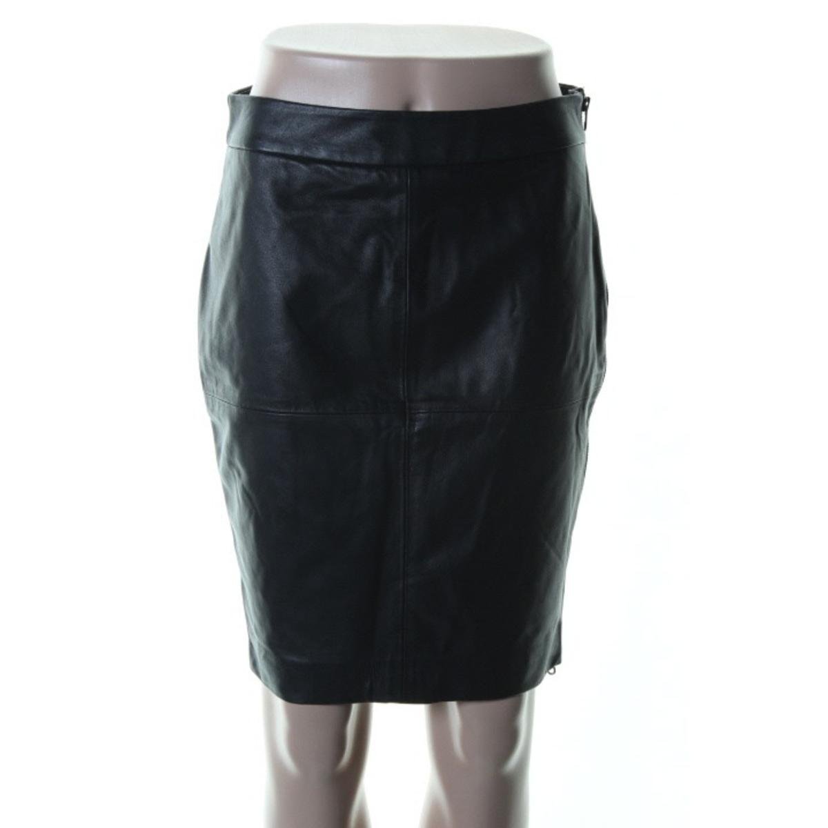 Trina Turk 3554 Womens Black Leather Exposed Side Zipper Pencil Skirt 2 ...