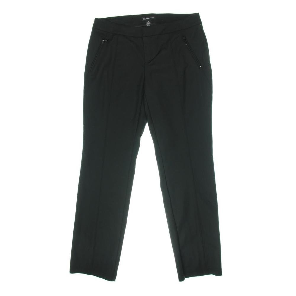INC 3839 Womens Black Stretch Solid Flat Front Dress Pants 10 BHFO