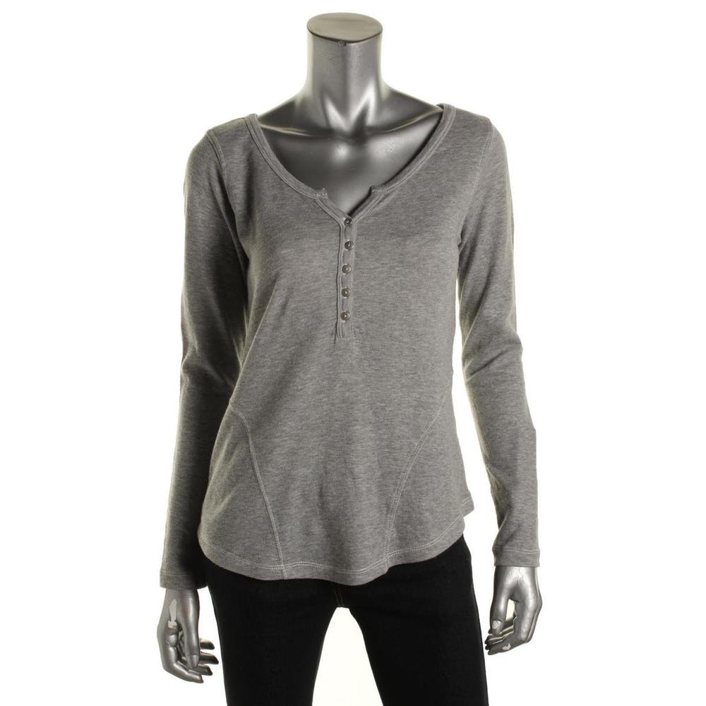DKNY Jeans 9026 Womens Gray Cotton Long Sleeves Fitted Henley Top Shirt ...
