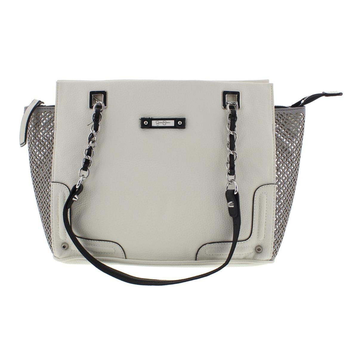 Jessica Simpson 7383 Womens Eileen White Satchel Handbag Purse Large BHFO
