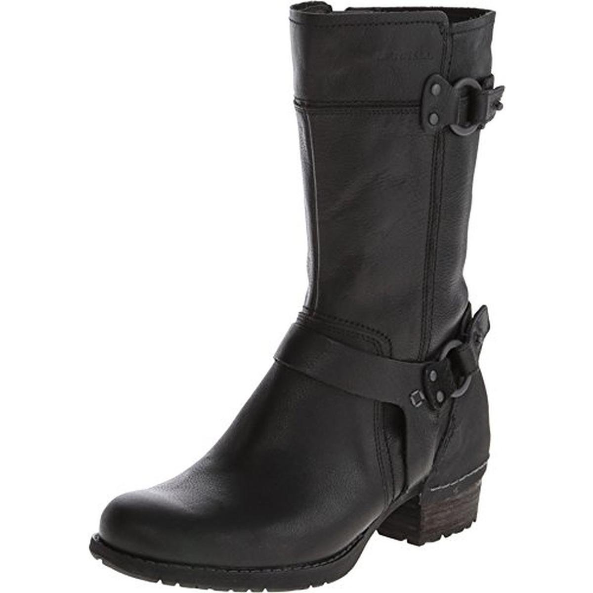 Merrell 7924 Womens Shiloh Peak Black Leather Mid-Calf Boots Shoes 8 BHFO