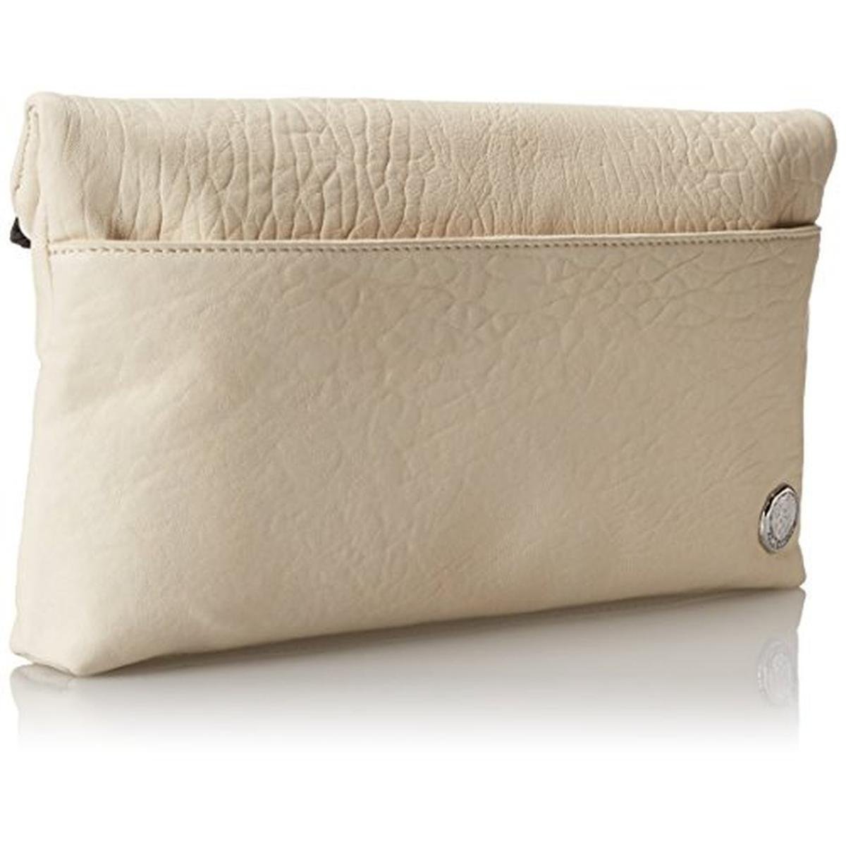 white leather clutch handbag