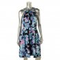 Vince Camuto 4695 Womens Blue Pleated Halter Pastel Floral Party Dress 12 BHFO